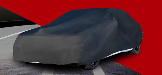 Custom-fit vehicle cover on a car