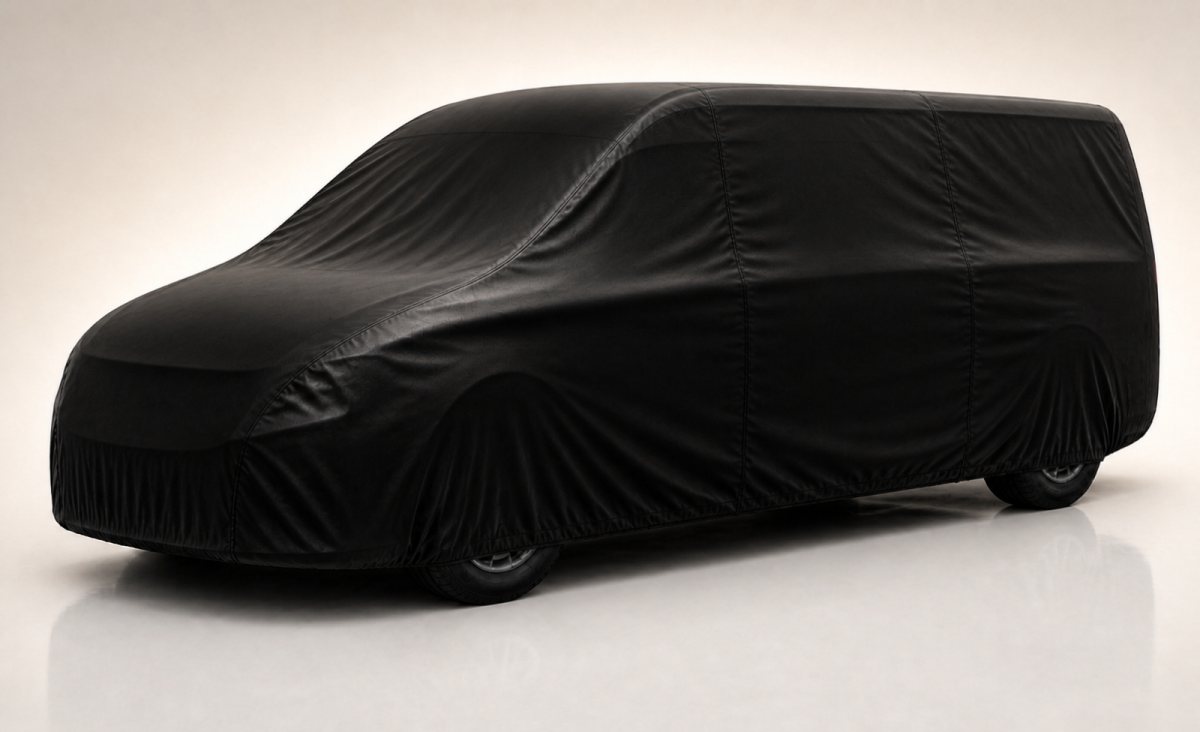Soft black satin cover to protect your van indoors.